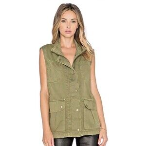 CURRENT ELLIOTT Leisure Vest Army Green Size 2 Medium Oversized Current/Elliott